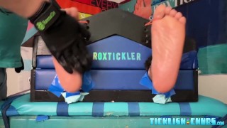 Submissive black stud tickled all over feet and yummy cock