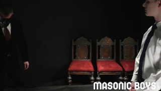 MasonicBoys - 3 suited DILFs use & raw fuck cute twink boy
