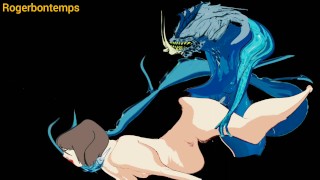 Hentai hard sex Ocean Monster with two dicks cartoon monster