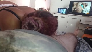 delights my male keeps imagining another guy fucking me in the ass while I suck watching porn🍆🍑🥹