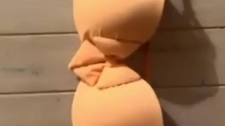 Cumshot on orange Bra