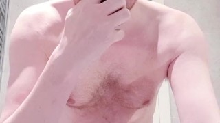 jerking my hairy thick uncut and pierced cock!