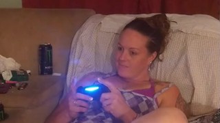 Filming Up The Sluts Dress and Seeing What Kind Of Panties She Is Wearing While She Plays Video Game