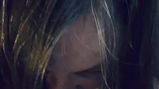 Busty Brunette MILF gives a sensual blowjob
