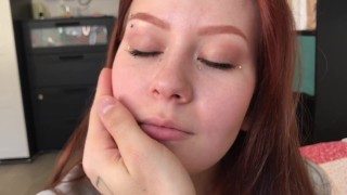 Choke Beauty Redhead by Cock Sitting Top of Her