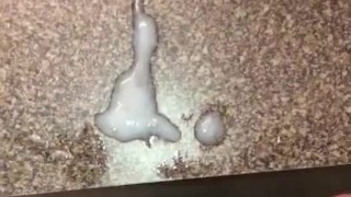 Quickie Cumshot on the bathroom counter first thing in the morning