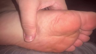 Barefoot Massage Close up Big Feet Fetish Foot Rub Sweaty & Dirty