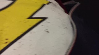 Jacking off curved dick