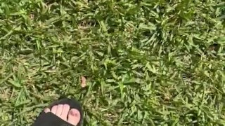 Sandals On Crisp Grass
