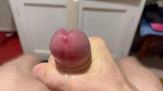 Cumming in close-up with a massive portion of cum in slow motion / Big Uncut Veiny Cock / Pissing