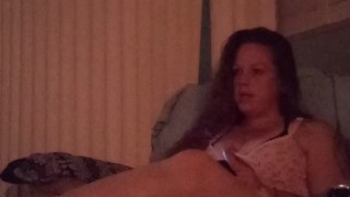 Lonely Milf With Long Brunette Hair and Big Boobs Smoking Cigarettes and Playing Video Games