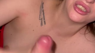 SWEET BLOWJOB IN THE ELEVATOR ENDED WITH CUM IN THE MOUTH