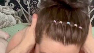 Daddy fucks my mouth and throat like a toy, sloppy messy cum play 🤤