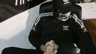 scallyboy in Adidas wanks and cum in his spermy Jockstrap