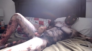 Gay Pup Petsuit Jerk off and cum :)