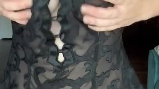 Revealing my huge tits in sexy lingerie