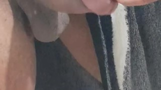 Fingering piss slit, milking precum, contracting testicles, pulsating cock close up
