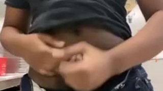 Hairy black teen uses OLIVE OIL to jerk off public pt.2