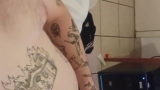 Gay puppy stroking cock