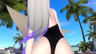 Bunny femboy gives you a good time on the beach