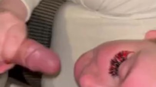 Eliza Smoke gives her roommate a blowjob for covering her rent this month