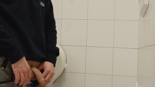 caught a young Italian worker peeing in public toilets, during work