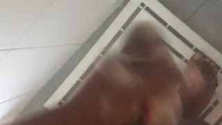 black college boy jerks off in shower