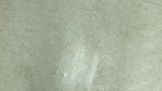 Naughty piss all over public laundry room