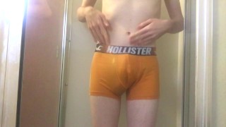 Young Twink Pisses Himself in Tight Yellow Boxer Briefs