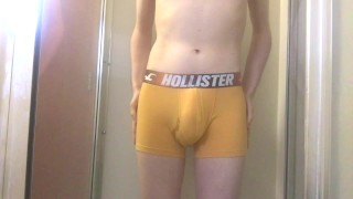 Young Twink Pisses Himself in Tight Yellow Boxer Briefs