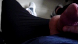 I squirt cum after my morning jog in Nike lycra leggings and adidas sneakers !