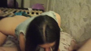 Pretty milf sucks big dick