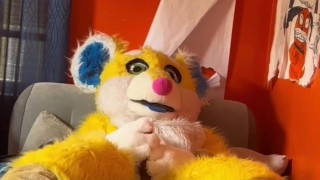 Bingo has a little fun in solo Fursuit porn