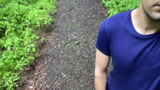 Horny guy cums in the rain