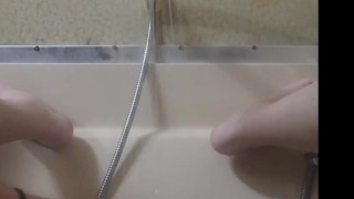 My mistress changes my chastity cage and washes my cock