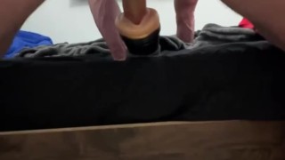 Fucking a fleshlight - view from behind.