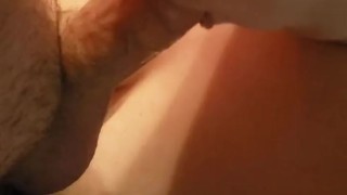 Cum on tits after slow blowjob