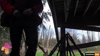 johnholmesjunior visits a vancouver park after work for risky solo show with massive shooting load