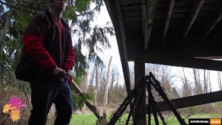 johnholmesjunior visits a vancouver park after work for risky solo show with massive shooting load