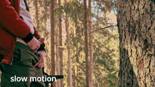 Pissing in the winter forest