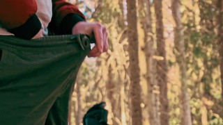 Pissing in the winter forest