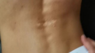 Fucking and cumming over a skinny twink