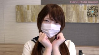 【素人】清純派セーラー服女子◯生が初援交でやられ放題中出しSEX /美少女/色白美乳/中出し/フル動画(46分)/일본여대생과질내사정섹스