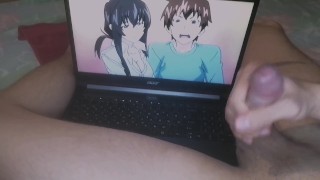 After school, horny guy jerks off dick to hentai and moans sweetly POV