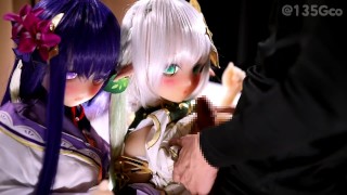 雷電将軍とナヒーダちゃんに3Pパイズリしてもらったよ♥️♥️♥️♥️♥️