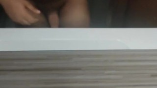 Bodybuilder has a hard on while flexing