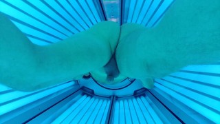 Tanning salon. Caught on camera Dancing in tanning bed