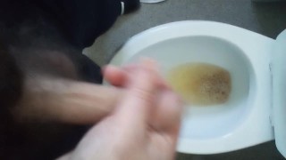 my str8 big cock - POV - pissing in the toilet.