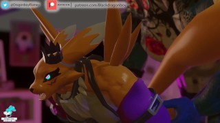 Big Dragon Flamedramon BBC and renamon muscle gay Burning