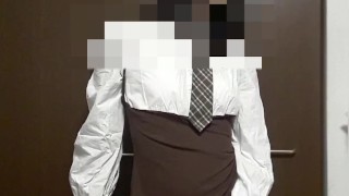 女装  男の娘 オナニー TENGA 制服 射精 精液 手袋 下着 素人 フェチ もっこり 絶頂 勃起  着衣 trap japanese transgender amateur hentai asi